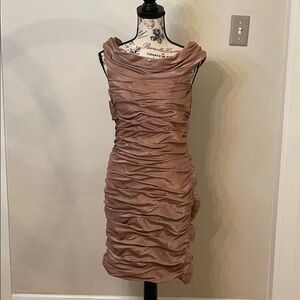 Practically new Cachet gold rouched cocktail dress​​​​​​​​​​​​